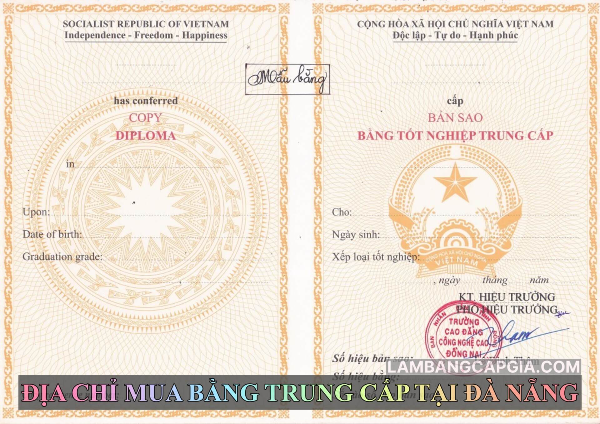 Mua bằng trung cấp tại Đà Nẵng